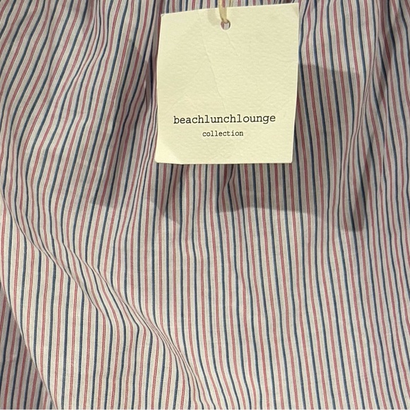 beachlunchlounge Off Shoulder Striped Blouse Coastal Boho Lightweight Top Sz M - Picture 2 of 4